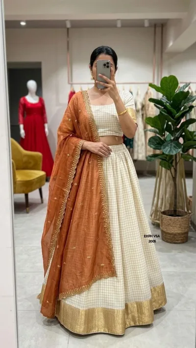 Mustard & Cream Lehenga Set – Mustard & Cream